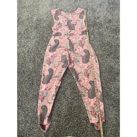 Vintage Jumpsuit Size Medium Large Pink Paisley Lounge Stretch Comfort Retro 90s - Picture 11 of 13
